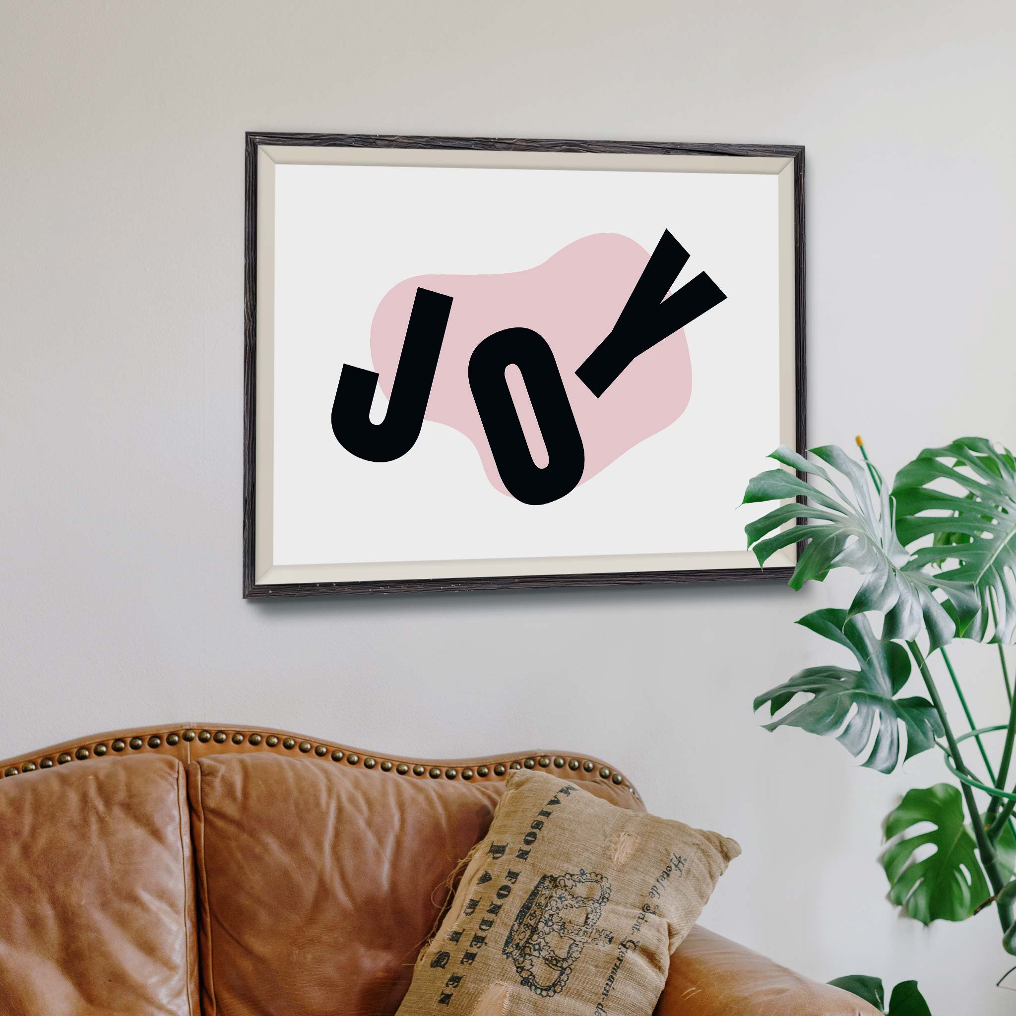 JOY (large letters spread across the canvas)