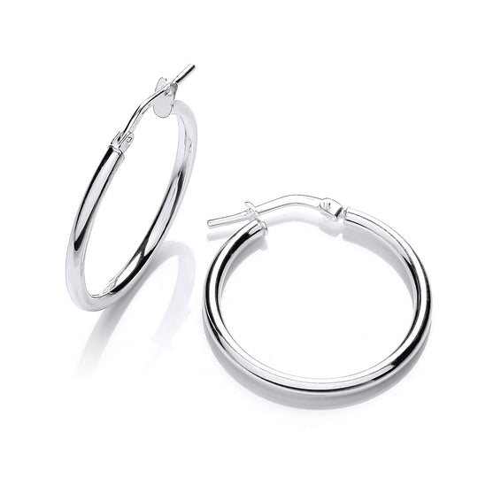 Silver Round Tube Hoop Earrings