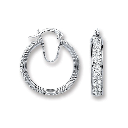 Silver Small Hoop Crystal Earrings
