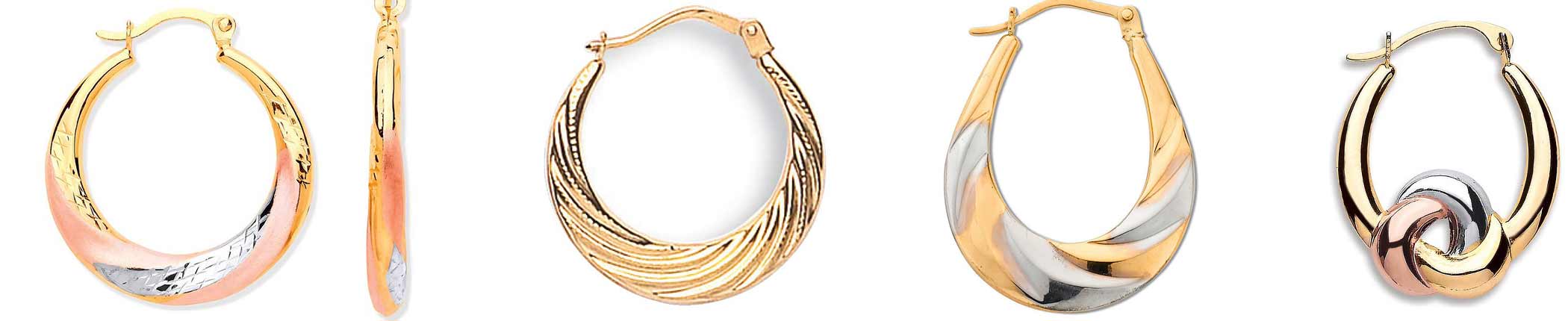 3cm Chunky Gold Hoop Earrings - Bamboo Twist Creole Hoops, Retro 80s Vintage Style