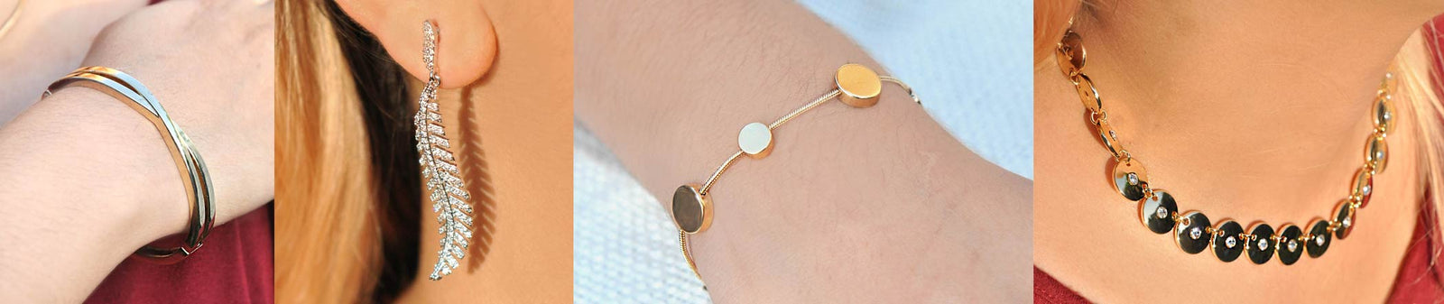 Madrid Jewellery collection gold earrings, bangles and necklaces