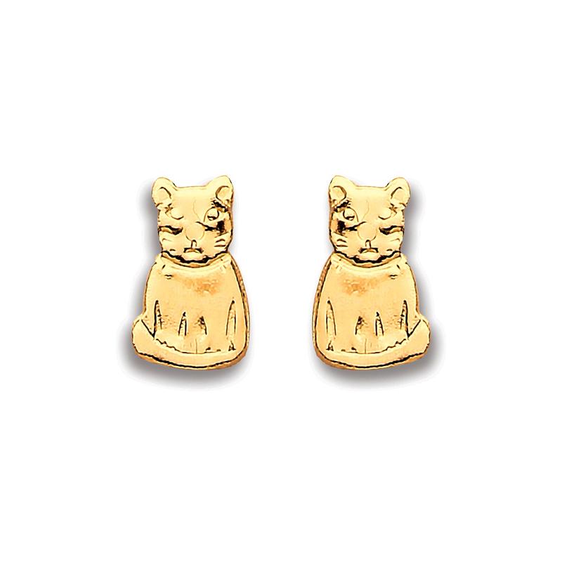 gold cat stud earrings