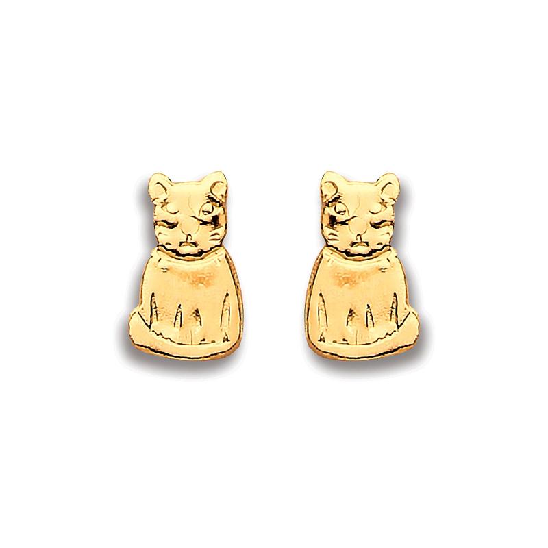 gold cat stud earrings