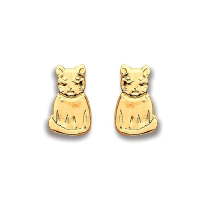 gold cat stud earrings