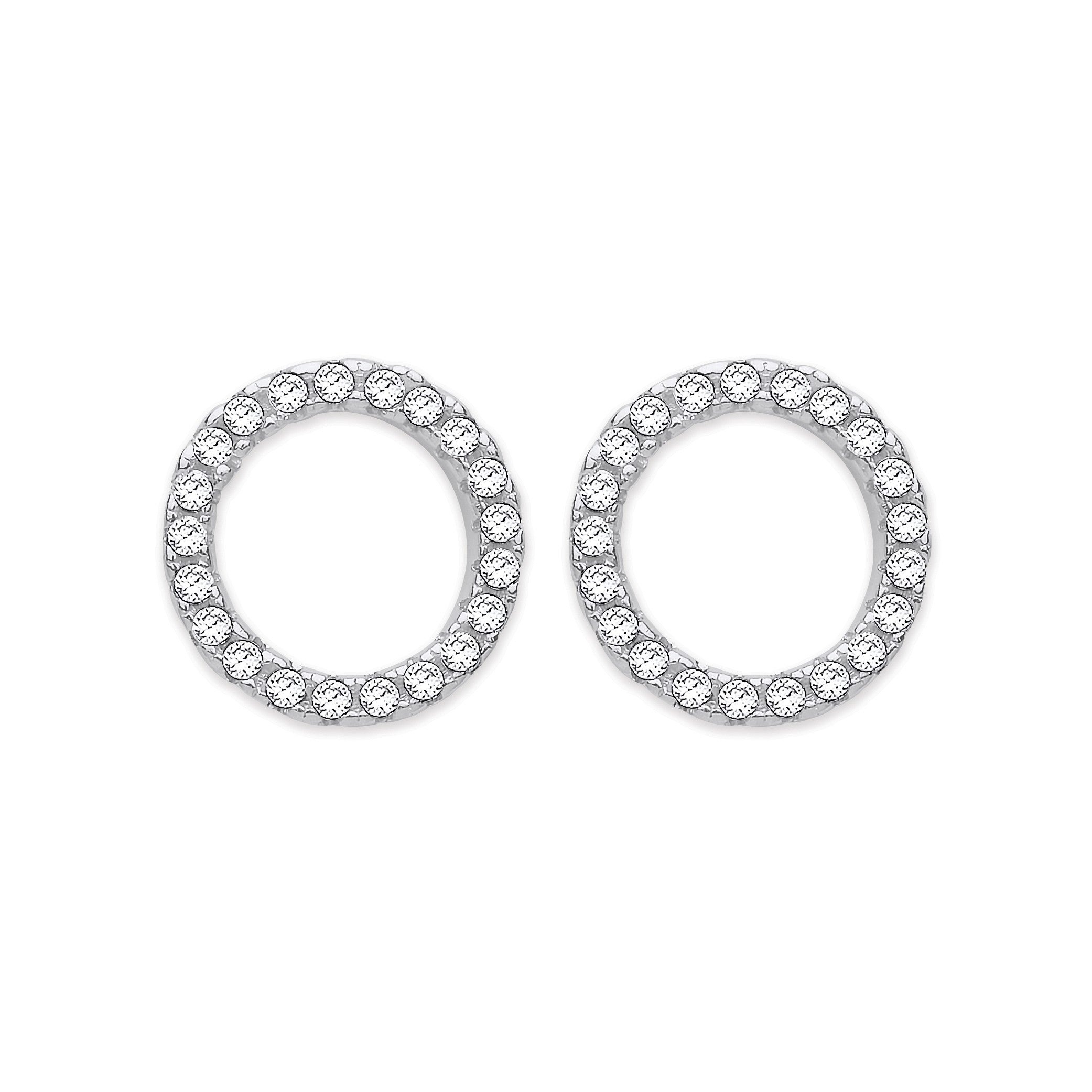 silver circle stud earrings