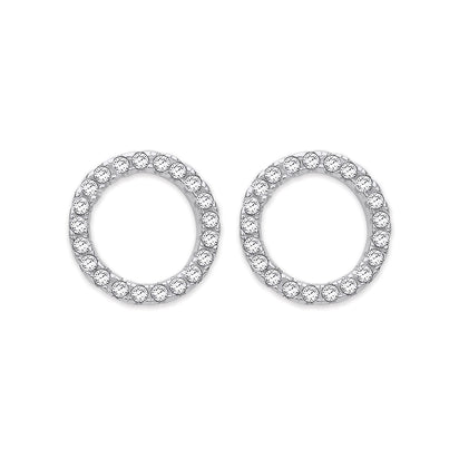 silver circle stud earrings