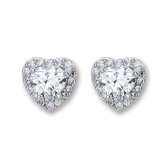 silver heart stud earrings