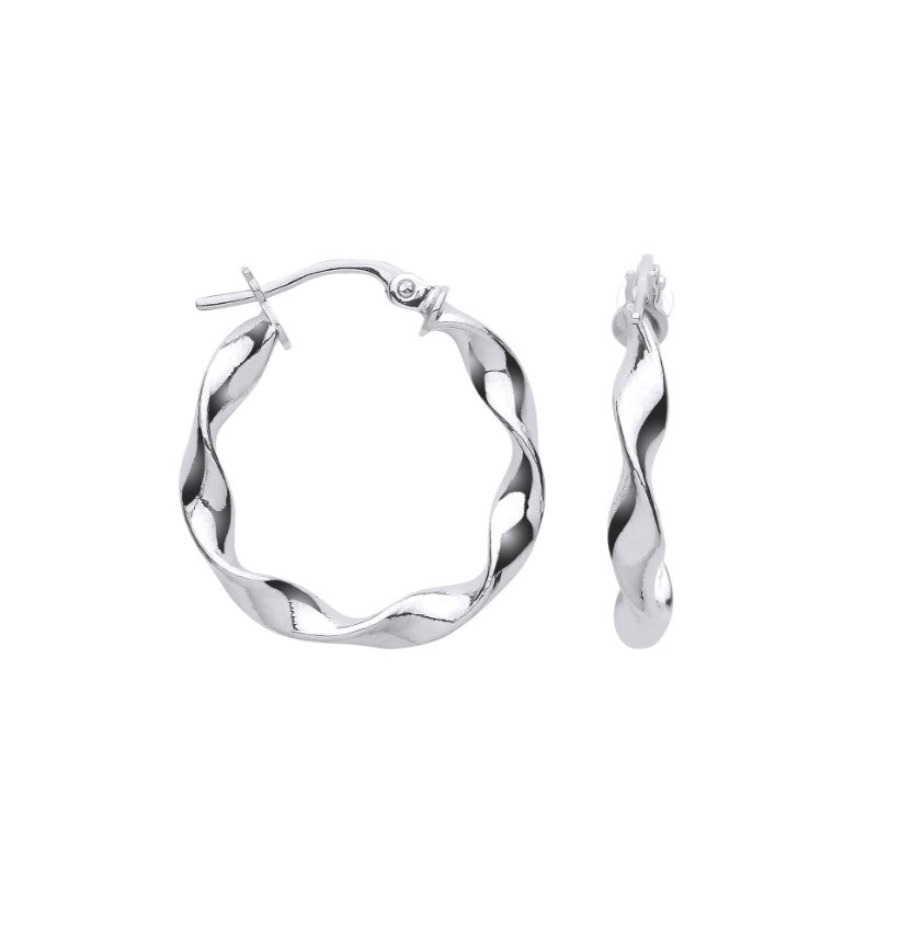 White Gold 20.6mm Twisted Hoop Earrings
