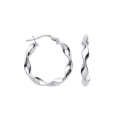 White Gold 20.6mm Twisted Hoop Earrings