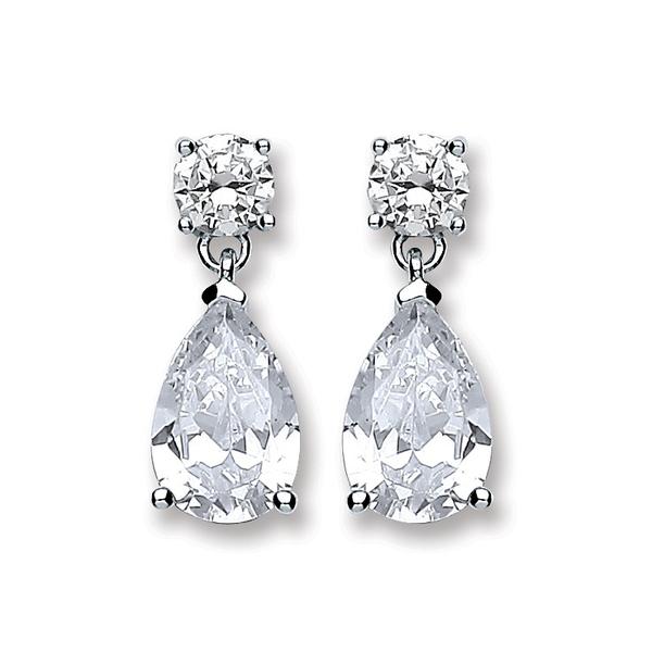 Sterling silver cubic zirconia tear drop earrings
