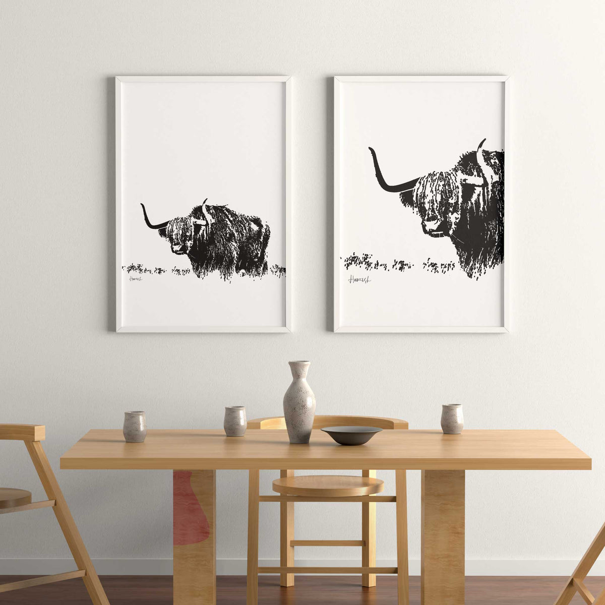 highland cow art print