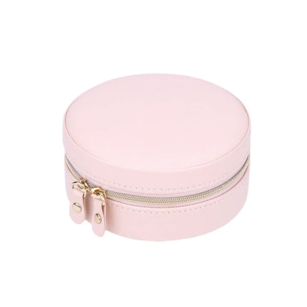 Mirror Jewellery Box Travel Storage Small Round in Pink - DEMI+CO Jewellery