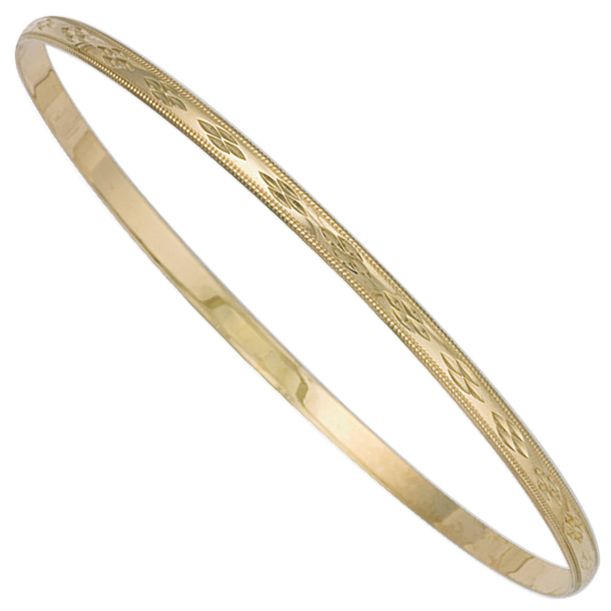 Yellow Gold 3mm D/C D - Shaped Slave Bangle
