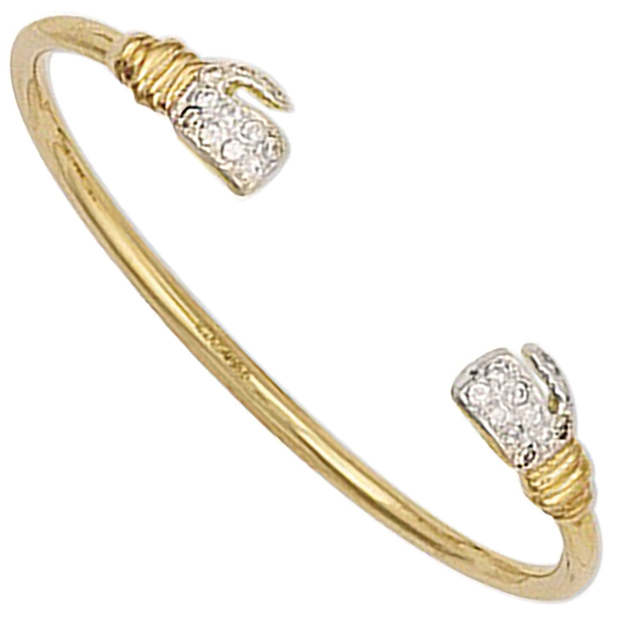 Yellow Gold Baby Cz Boxing Glove Bangle