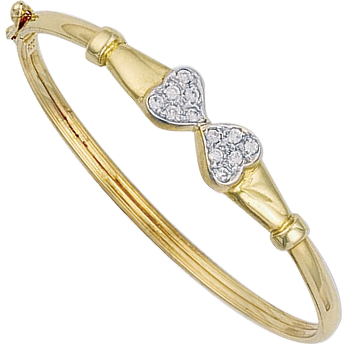 Yellow Gold Baby Cz Heart Bangle