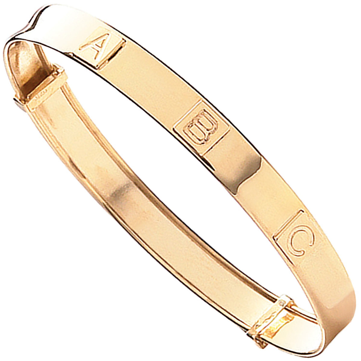Yellow Gold Expandable ABC Baby Bangle