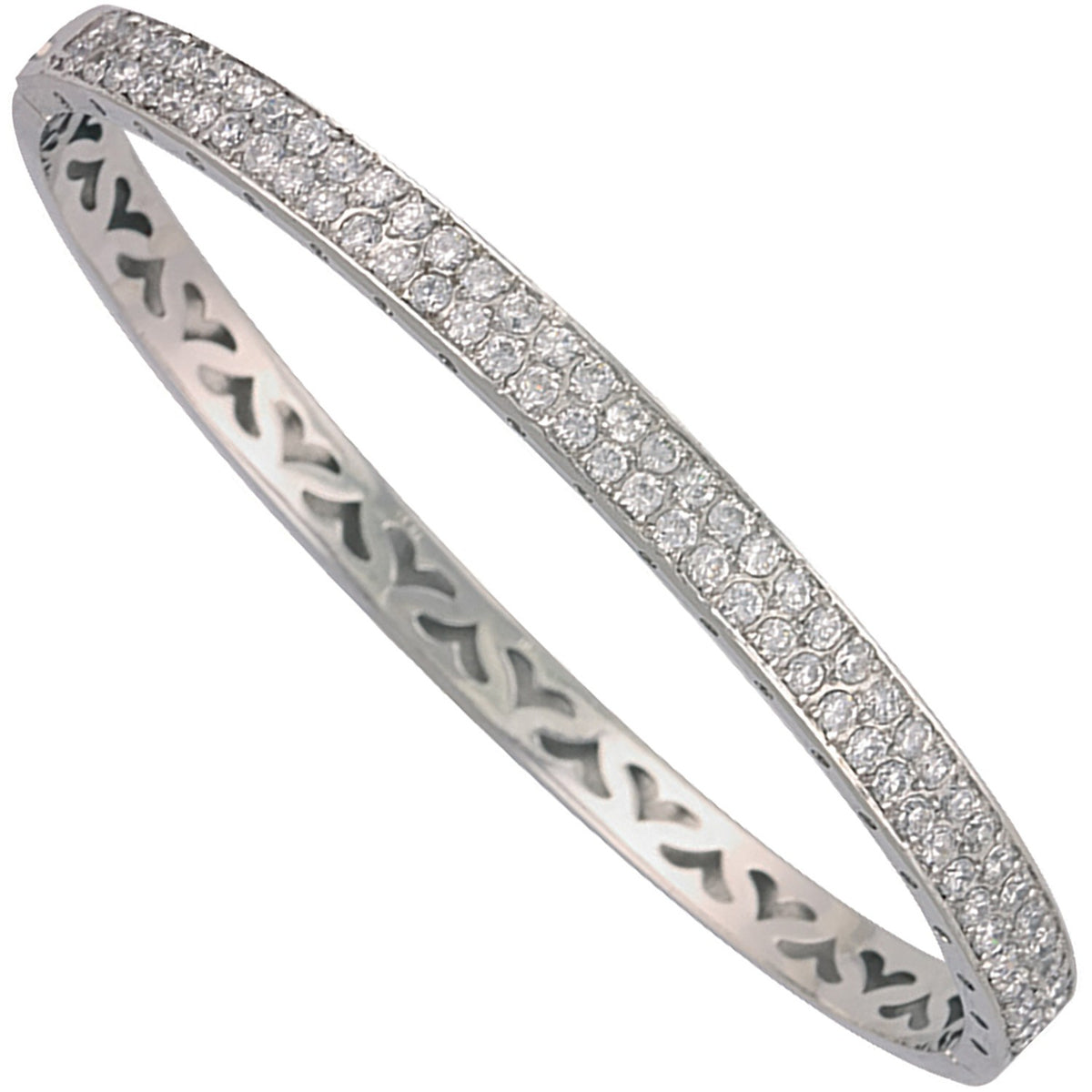 White Gold Pave Set Cz Bangle