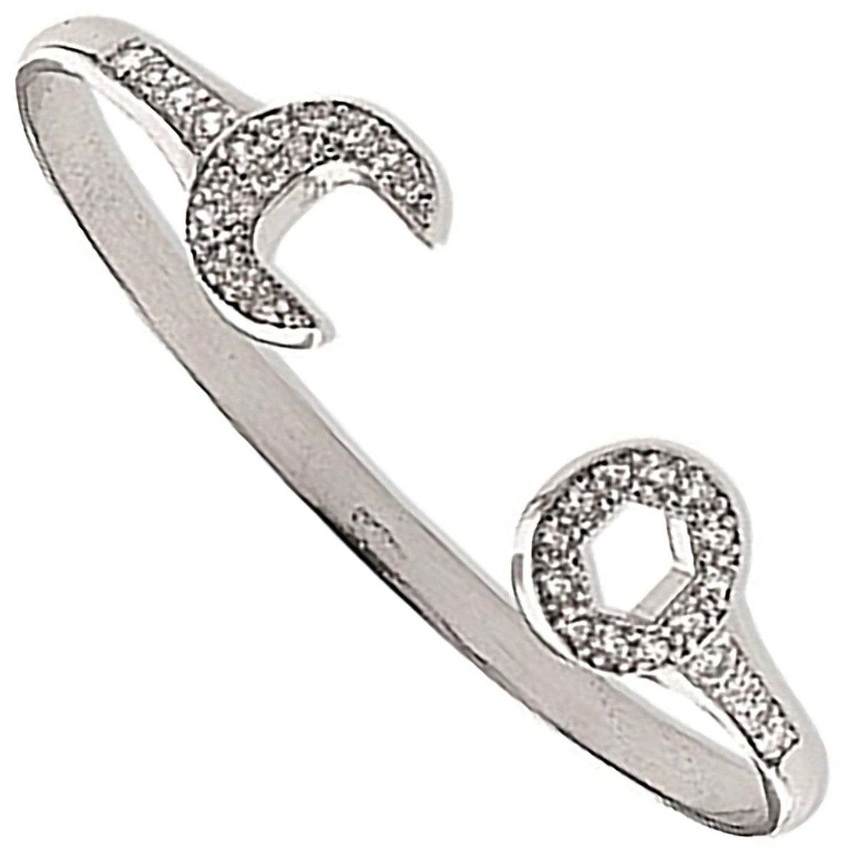 White Gold Baby Cz Spanner Bangle