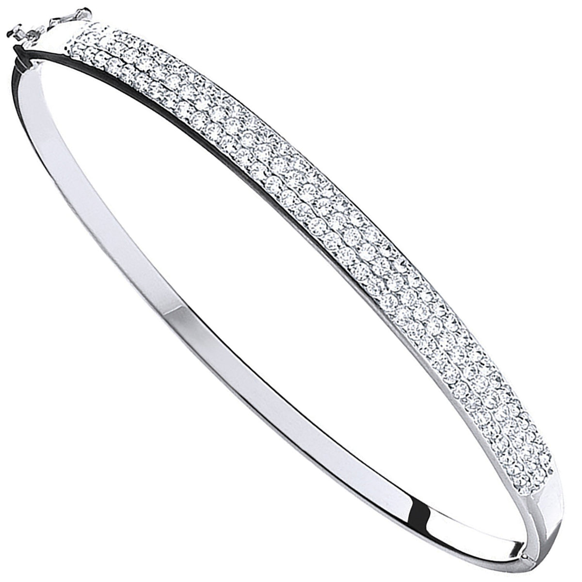 White Gold Pave Set Cz Bangle