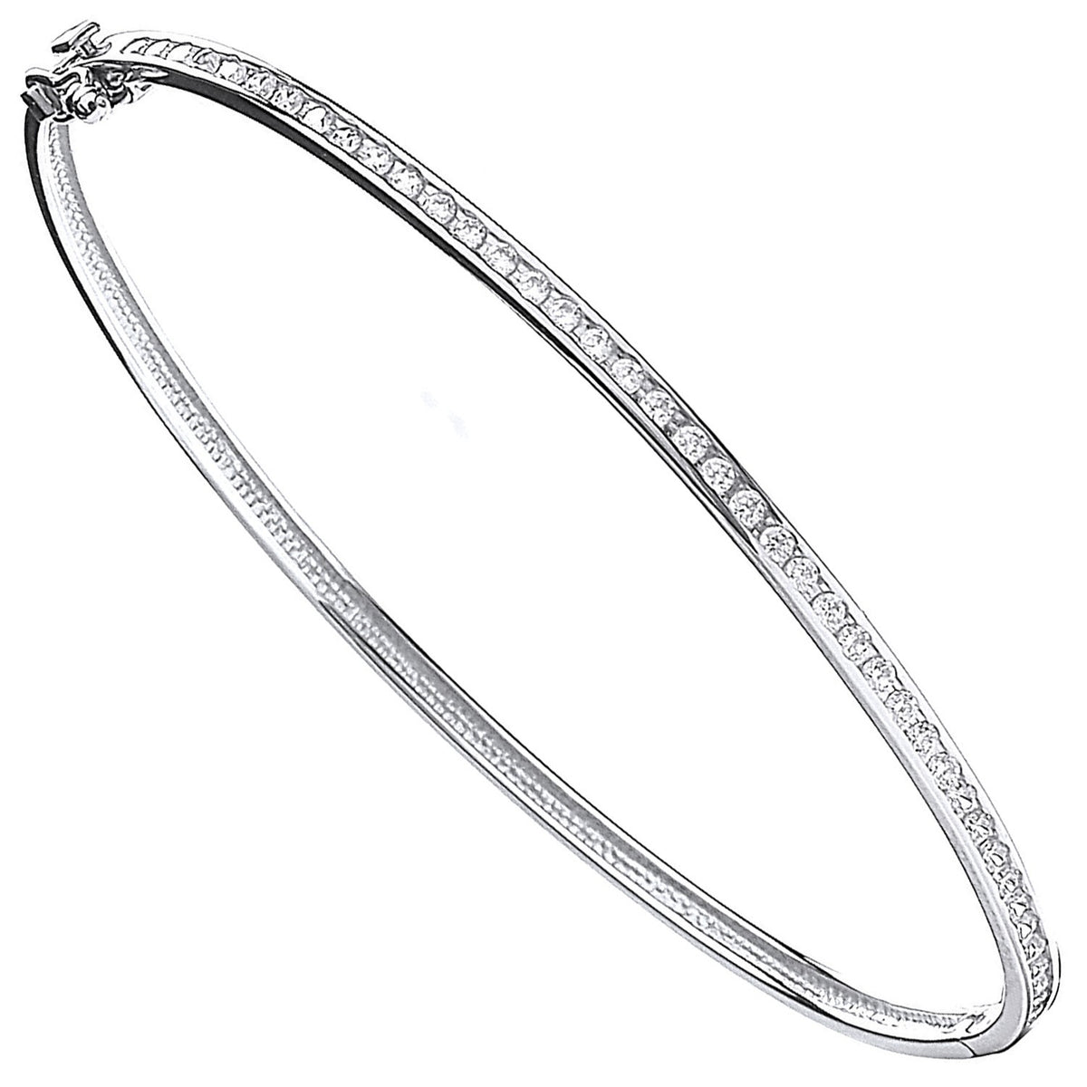 White Gold Cz 3mm Bangle