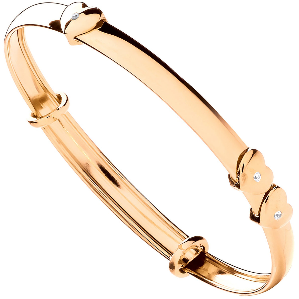 Yellow Gold Expandable Baby Bangle with Floating Cz Heart