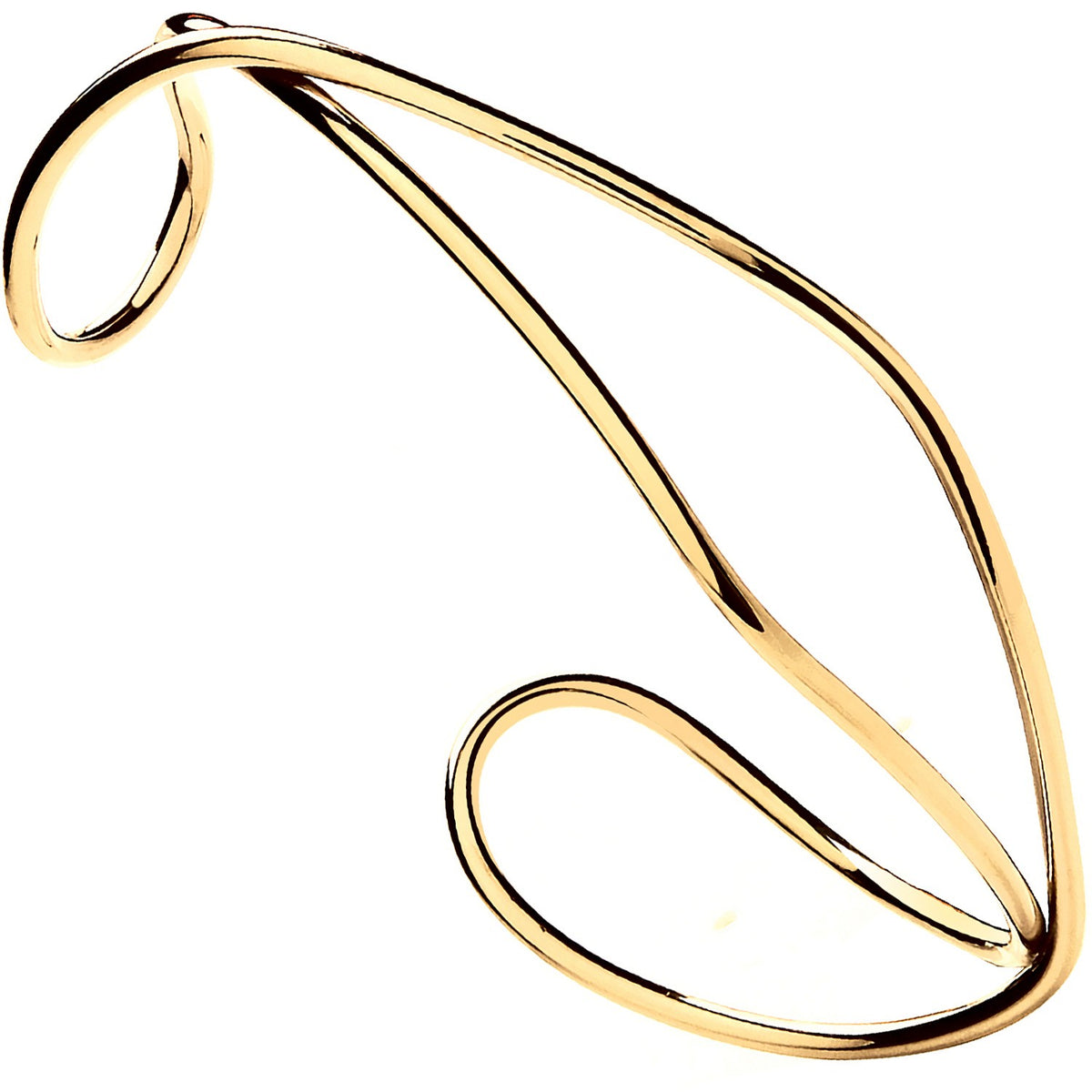 Yellow Gold Hollow Tube Open Bangle