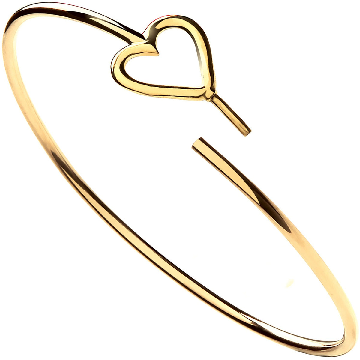 Yellow Gold Hollow Tube Heart Ladies Bangle