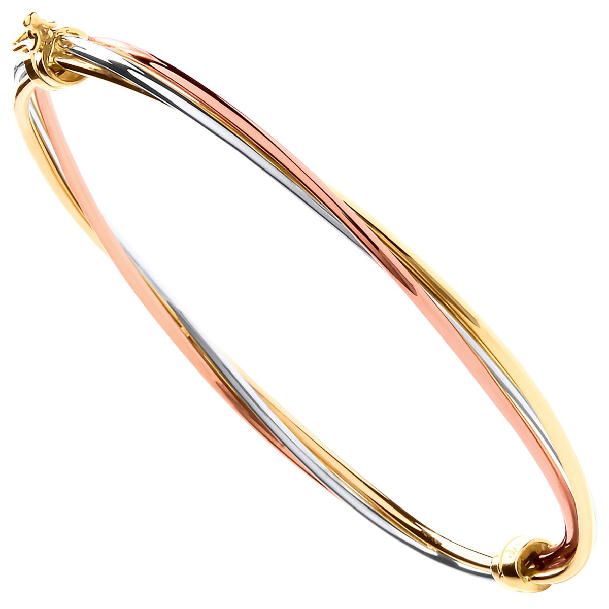 Yellow Gold, White Gold &amp; Rose Gold Hollow Tube Ladies Bangle