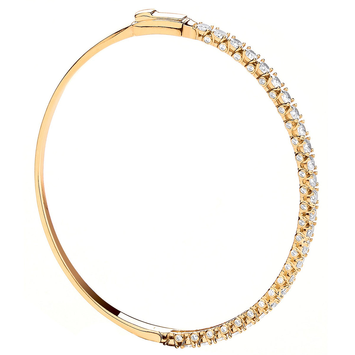 Yellow Gold Centre and both sides set with CZs Ladies Bangle