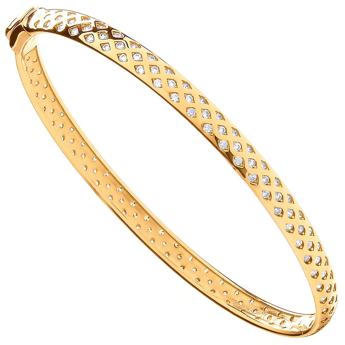 Yellow Gold with Cz Fancy Ladies Bangle