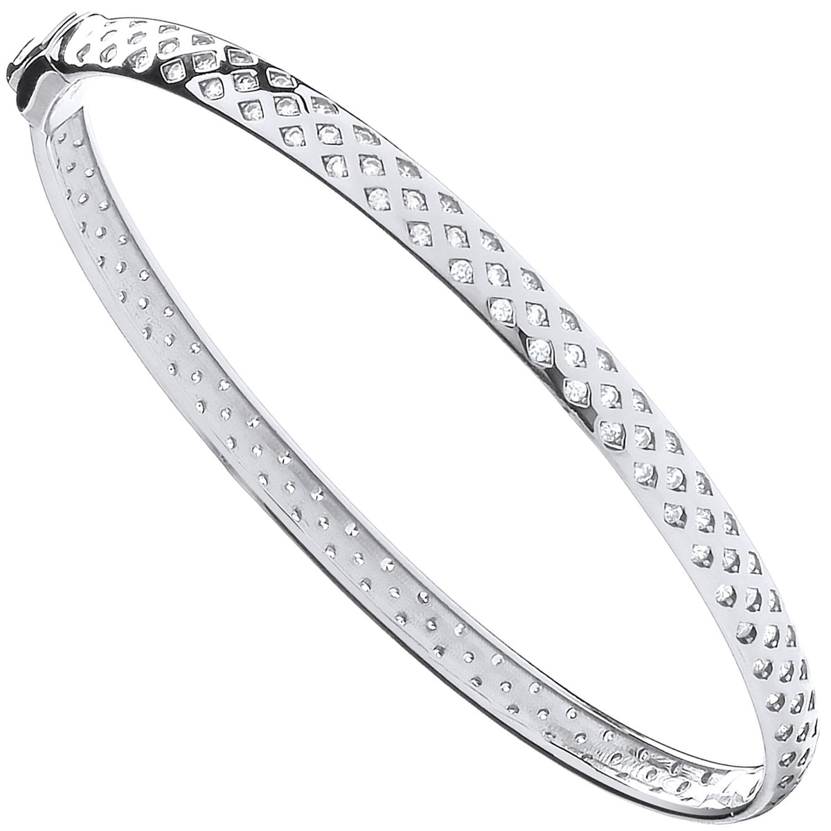 White Gold with Cz Fancy Ladies Bangle