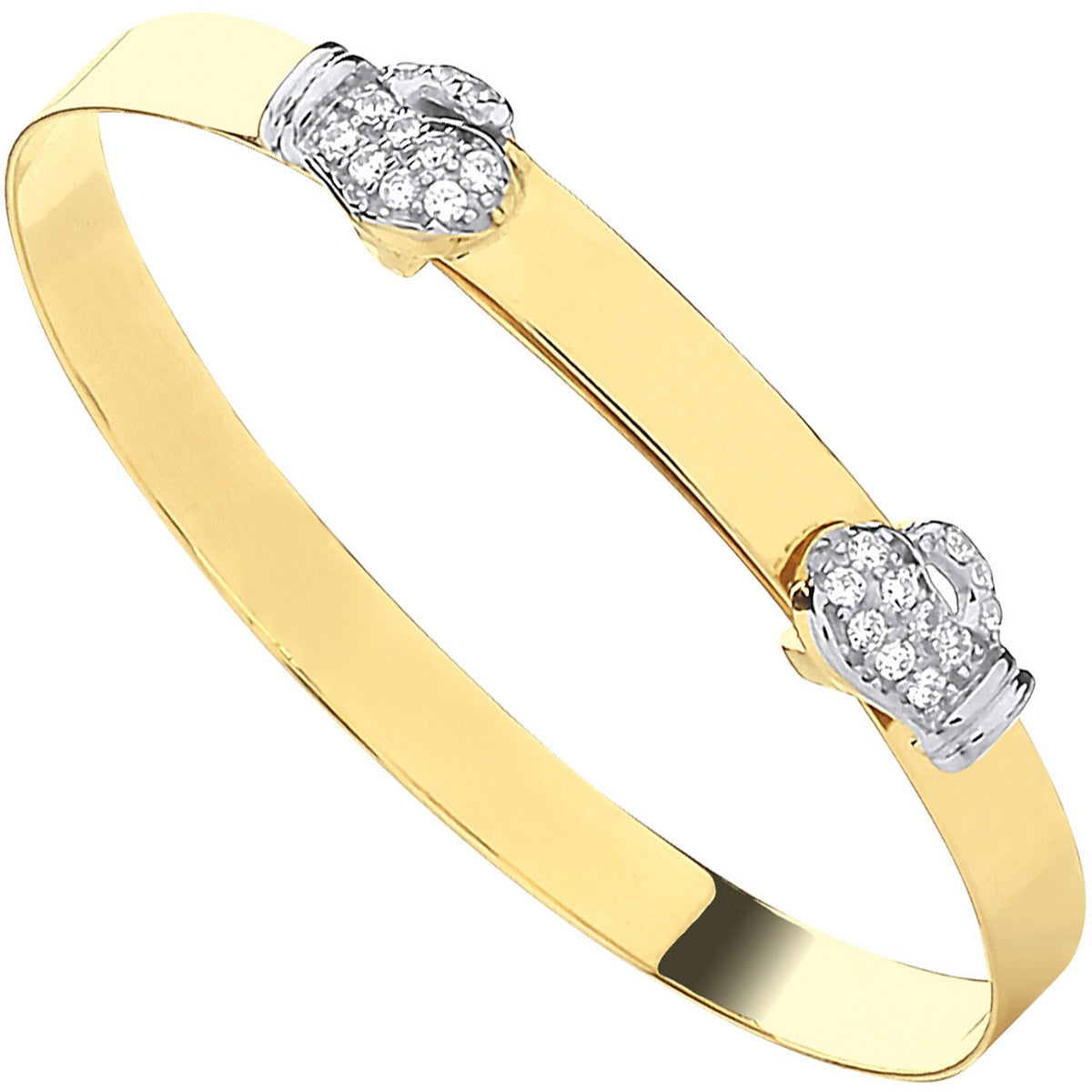 Yellow Gold Cz Boxing Gloves Expandable Baby Bangle