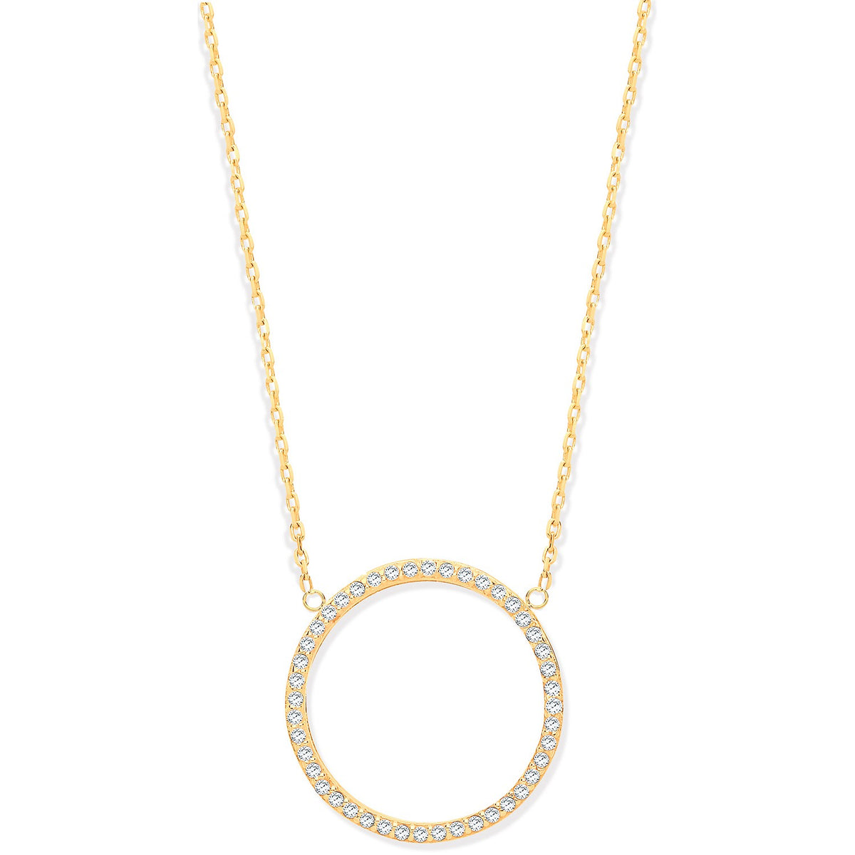 9ct Yellow Gold Circle of Life Cz Pendant 17&quot; Chain