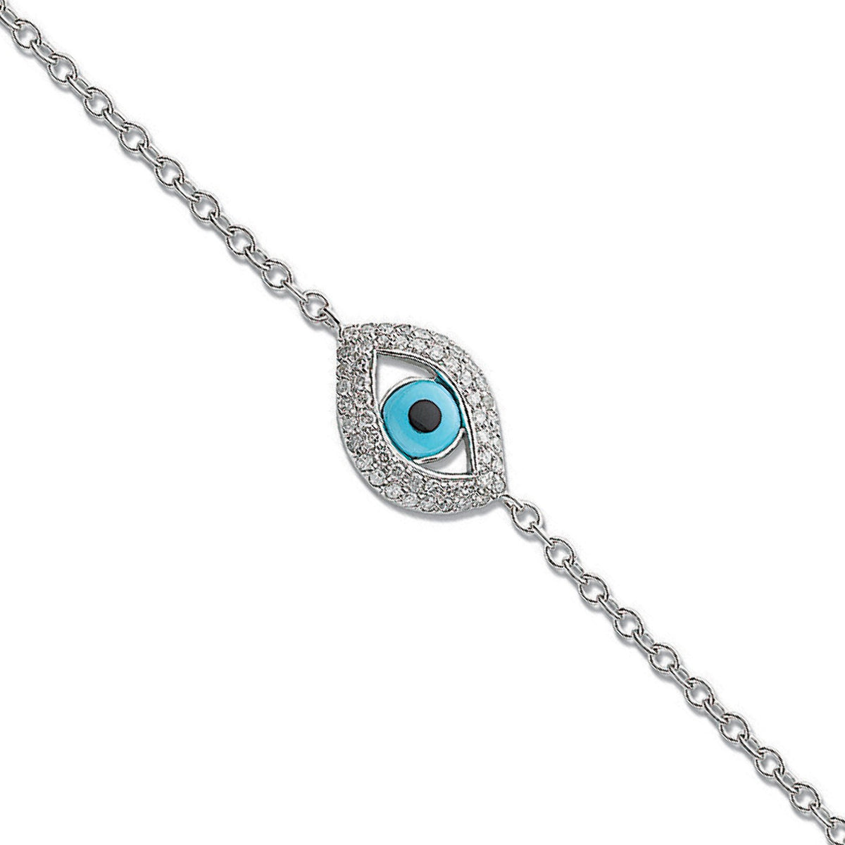 18ct White Gold 0.30ct Evil Eye Diamond Bracelet