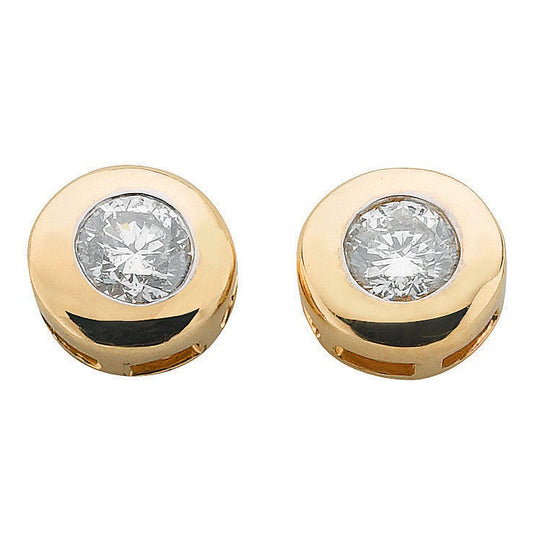 9ct Yellow Gold 0.20ct Rubover Set Diamond Stud Earrings