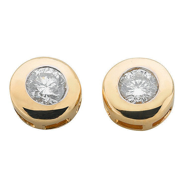 9ct Yellow Gold 0.30ct Rubover Set Diamond Stud Earrings