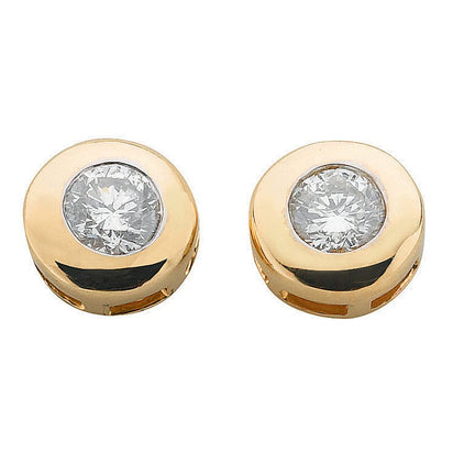 9ct Yellow Gold 0.30ct Rubover Set Diamond Stud Earrings