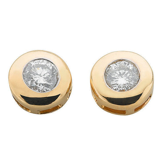 9ct Yellow Gold 0.30ct Rubover Set Diamond Stud Earrings