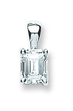 18ct White Gold 0.50ct Emerald Cut Diamond Pendant