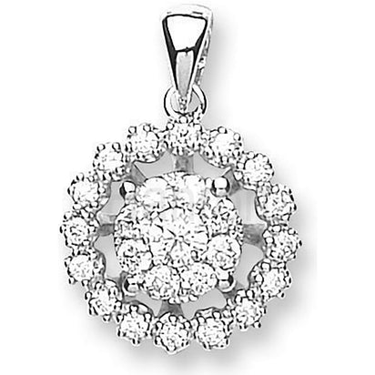 18ct White Gold 0.33ct Diamond Cluster Pendant