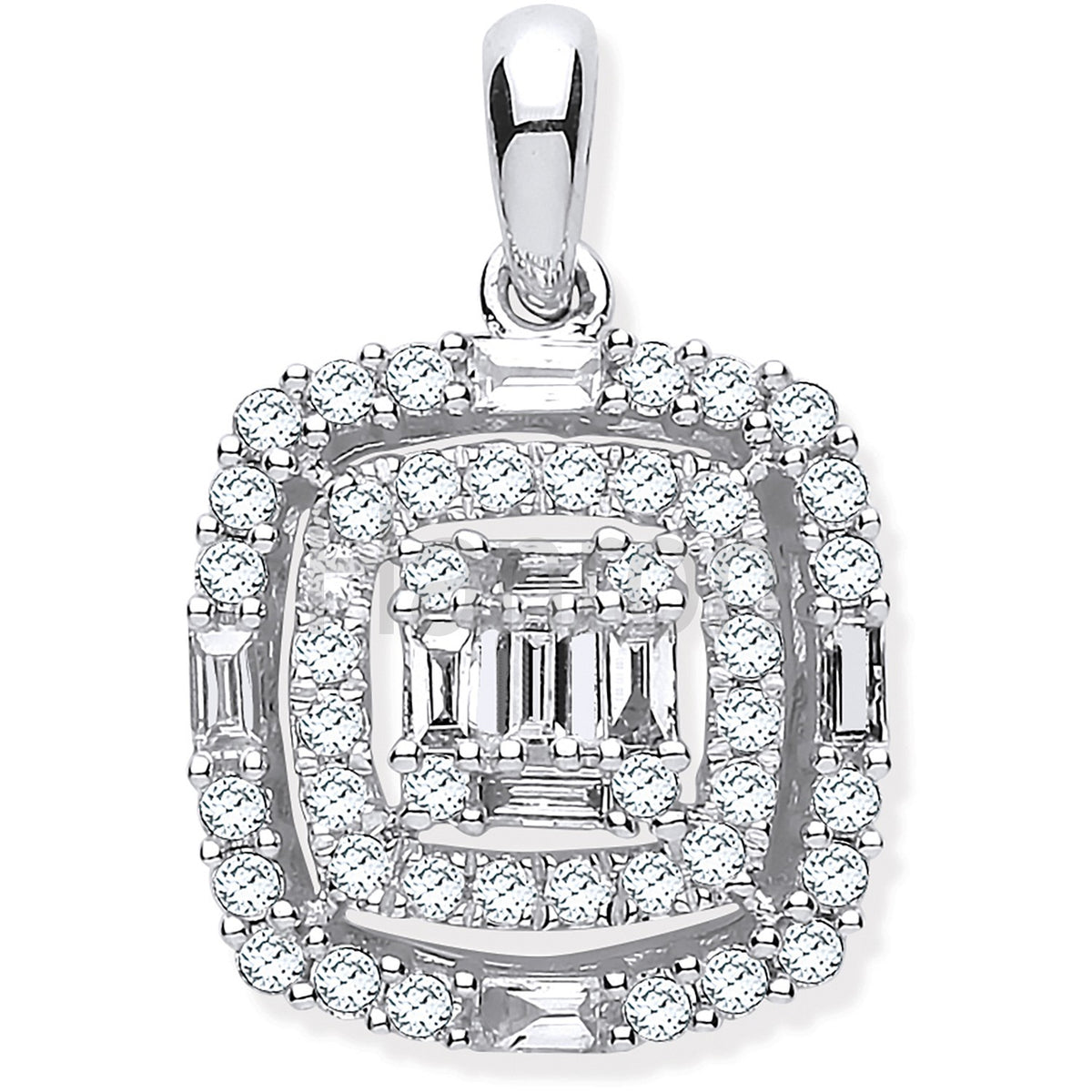 18ct White Gold 0.59ct Cushion Shaped Diamond Pendant