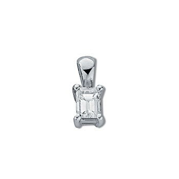 18ct White Gold 0.25ct Emerald Cut Diamond Pendant