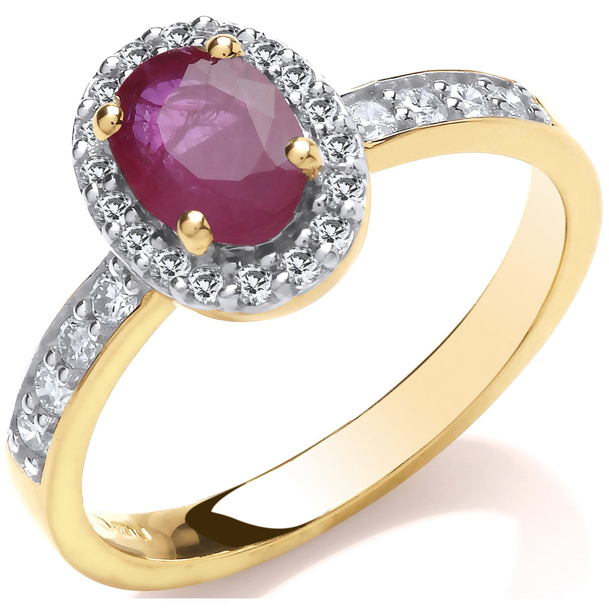 9ct 0.30ct Diamond &amp; Oval Ruby yellow Gold Ring