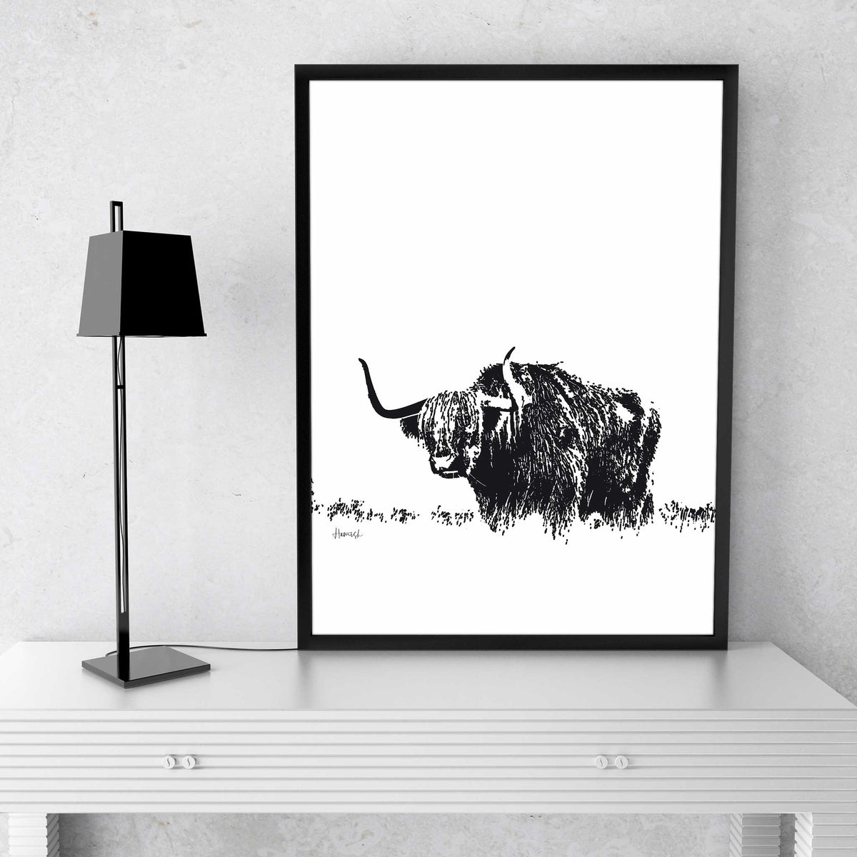 highland cow art print