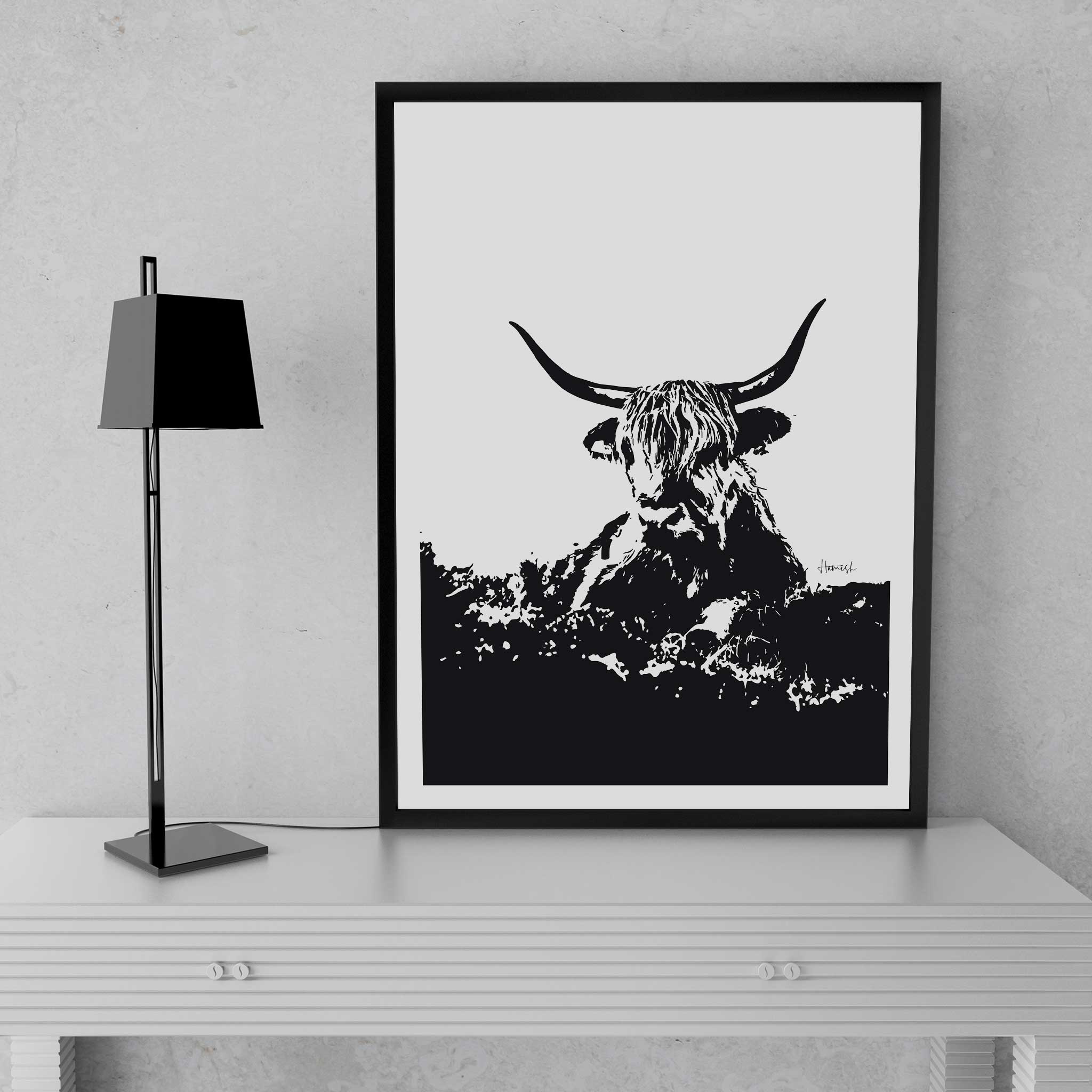highland cow art print