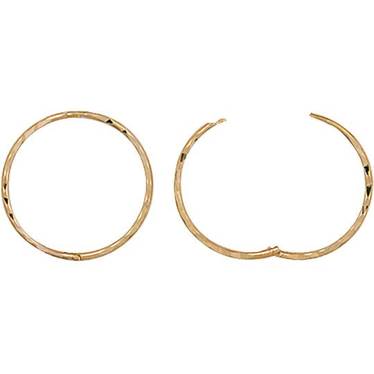 9ct Yellow Gold 16mm D/C Hinged Sleepers