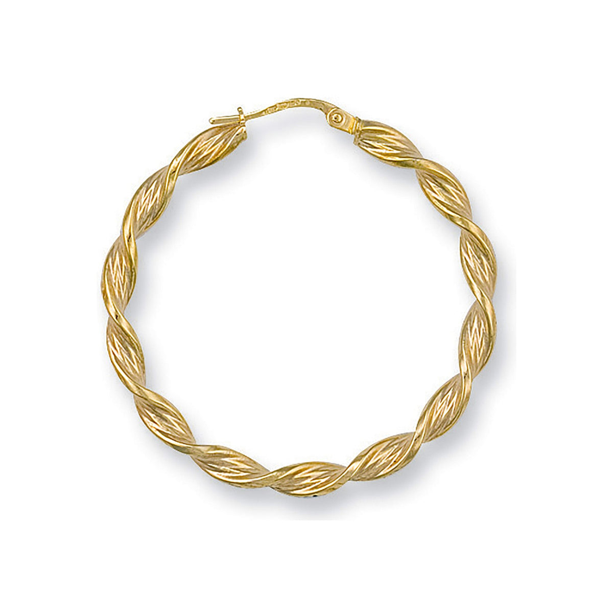 Yellow Gold 37mm Twisted Hoop Earrings