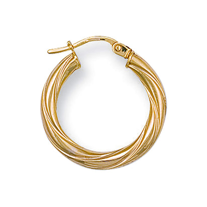Yellow Gold 21mm Twisted Hoop Earrings