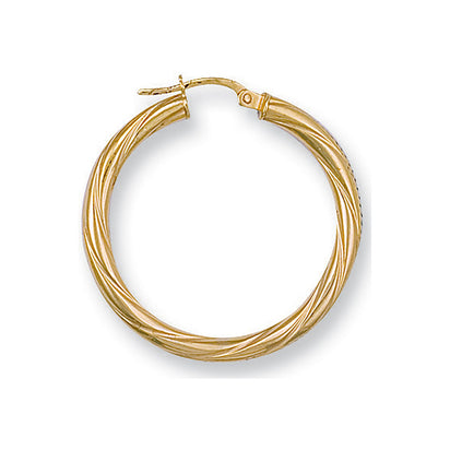 Yellow Gold 30.6mm Twisted Hoop Earrings