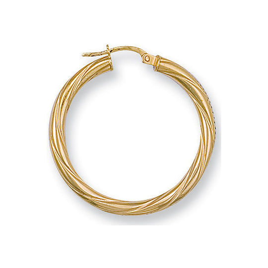 Yellow Gold 30.6mm Twisted Hoop Earrings